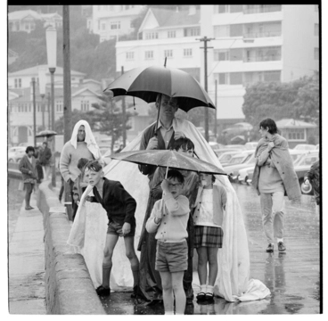 Image: Rainy day at Oriental Bay, Wellington, 1970
