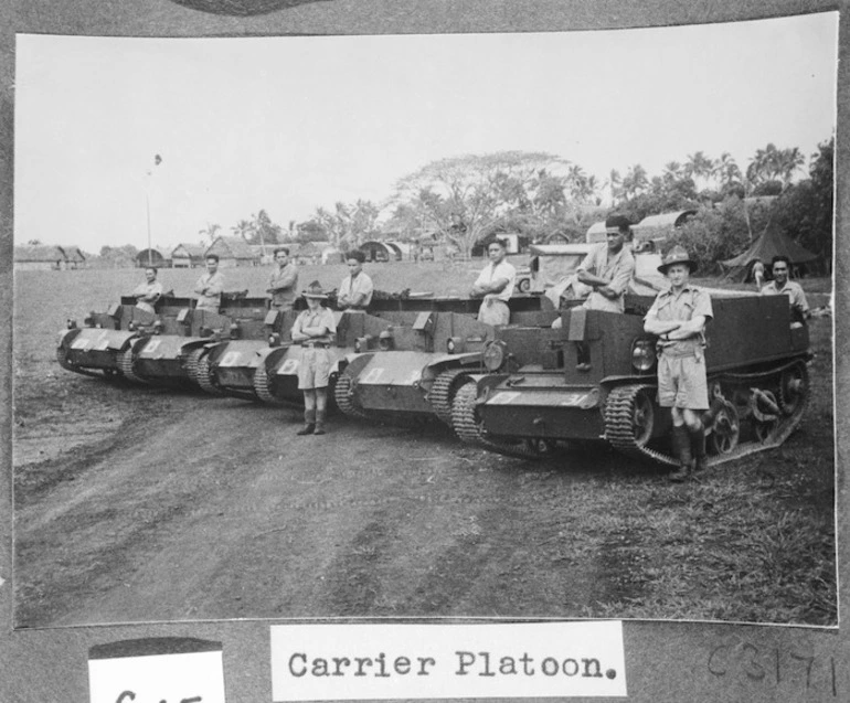 Image: Gun carrier platoon, Tonga Defence Force, 2nd NZEF, in Tonga