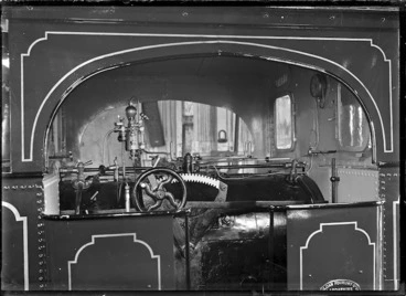 Image: Interior view of the cab of "Josephine" steam locomotive.