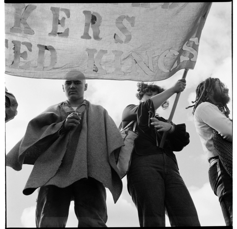 Image: Māori protesters during the visit of Prince Charles to Waitangirua Mall, Porirua, in April 1981