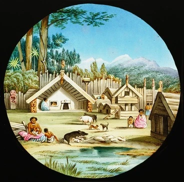 Image: [Gilfillan, John Alexander], 1793-1863. Attributed works :Native pa, New Zealand. London, W E & F Newton [ca 1852-1857]