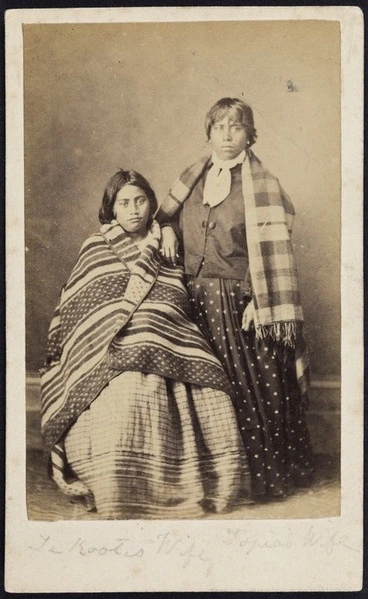 Image: Photographer unknown :Portrait of wives of Te Kooti and Topia