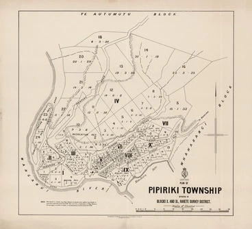 Image: Plan of Pipiriki township situated in blocks X. and XI., Rarete survey district [electronic resource] / surveyed by C.E.O. Smith.
