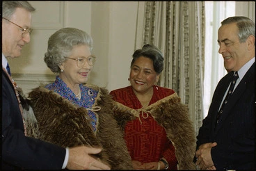 Image: Queen Elizabeth and Dame Te Arikinui Te Atairangikaahu - Photograph taken by John Nicholson.