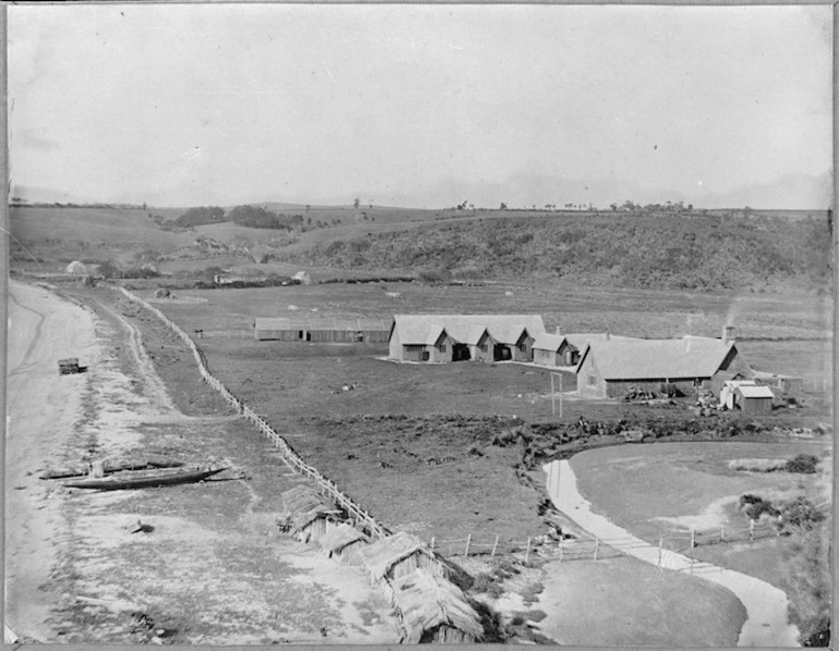 Image: Scene at Kohimarama, Auckland, with Bishop Selwyn's Melanesian Mission station