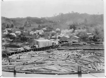 Image: Kauri Timber Company mill at Kohukohu, Northland