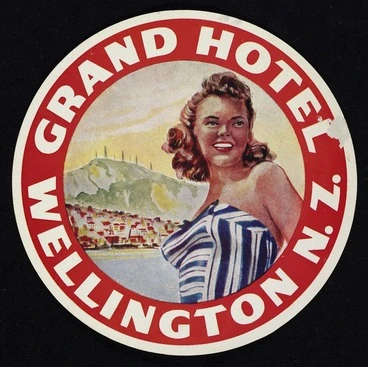 Image: Grand Hotel (Wellington, N.Z.): Grand Hotel Wellington N.Z. [Luggage label. 1940s?]