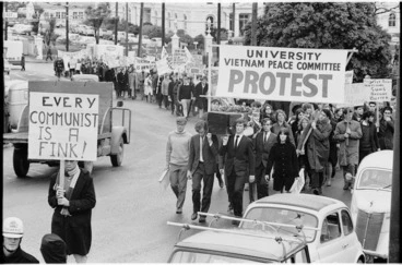 Image: Victoria University student protest against the Vietnam War, Molesworth street, Wellington
