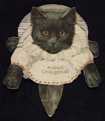 Image: A jolly Christmas [Cat Christmas card. ca 1900]