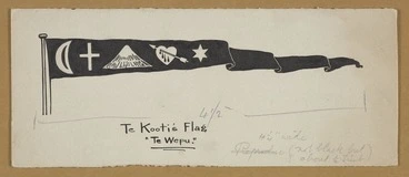 Image: [Mair, Gilbert] 1843-1923 :Te Kooti's flag, Te Wepu [1921?]