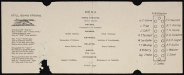 Image: [Wellington Club]: Farewell dinner to Mr J C Hanna. [Wellingt]on Club, July 4, 1896. Menu