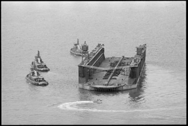Image: Wellington's Jubilee floating dock being towed to Aotea Quay - Photograph taken by Martin Hunter