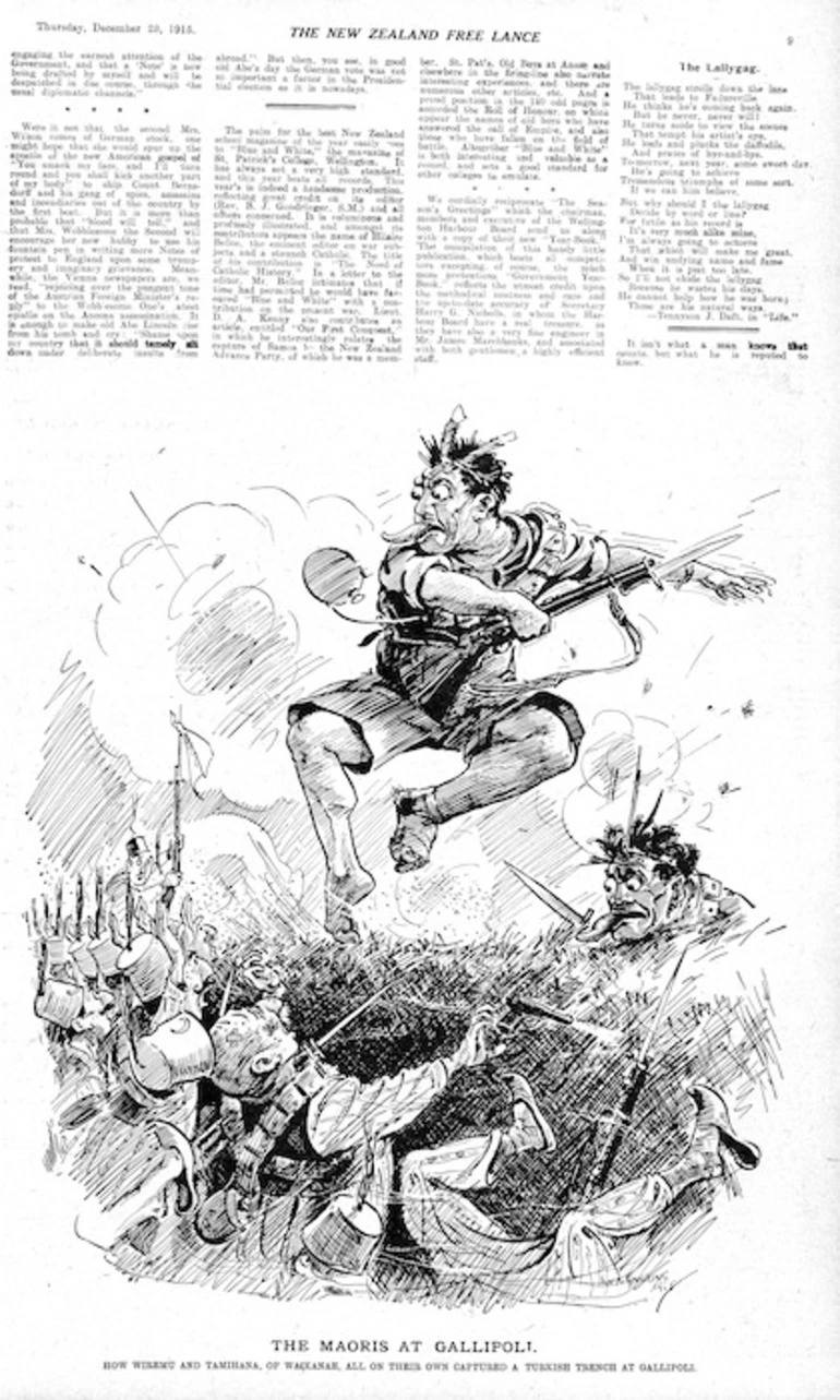 Image: Bowring, Walter Armiger, 1874-1931: Caricature of Māori fighting at Gallipoli