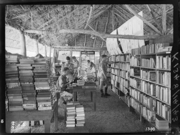 Image: Library for World War II soldiers, probably Pacific area