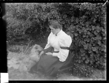 Image: Amy Kirk and dog in garden