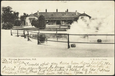 Image: [Postcard]. Rotorua Sanatorium, N.Z. S.M. & Co.'s series. New Zealand postcard. [1904].