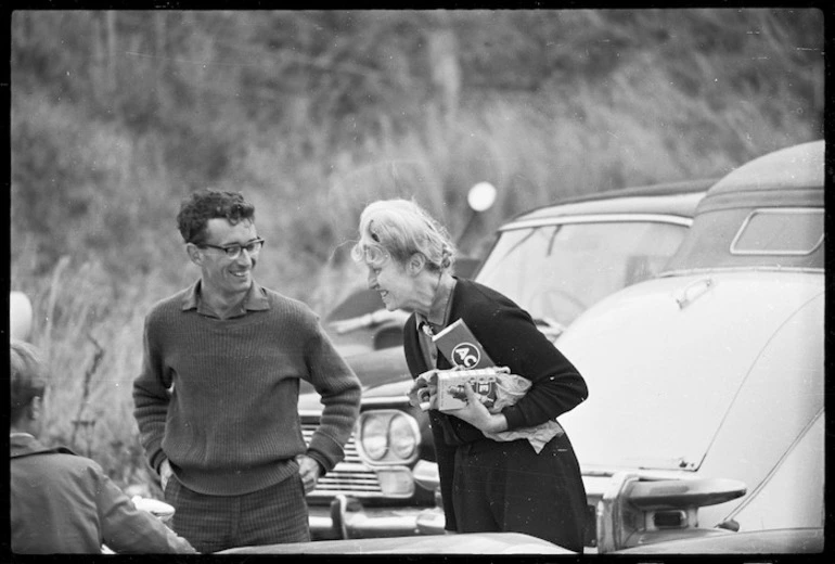 Image: Sybil Lupp and Laurie Watson attending the Houghton Bay Hill Climb, Wellington