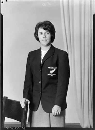 Image: Miss S Englehardt, representative of the New Zealand women's cricket team, 1966