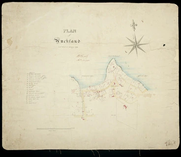 Image: O'Mealy, J.B. fl 1842 :Plan of Auckland as it stood in January 1842 [ms map]. J.B. O'Mealy, Asst. Surveyor.