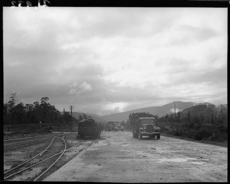 Image: Logging trucks at Inangahua