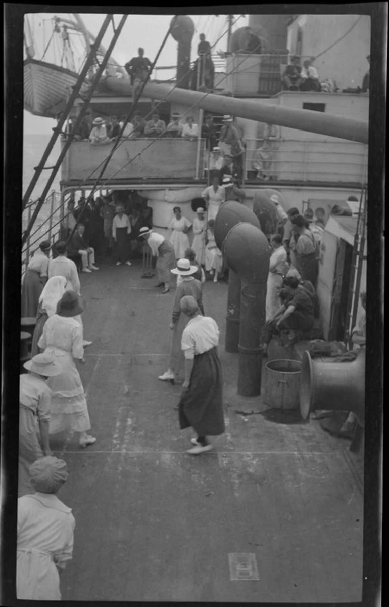 Image: Cricket match on deck of ship