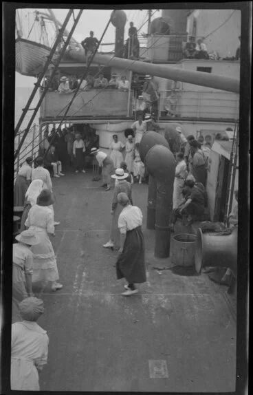 Image: Cricket match on deck of ship