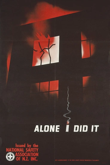 Image: National Safety Association of New Zealand :Alone I did it / Issued by the National Safety Association of N.Z. Inc. with acknowledgment to the Royal Society for the Prevention of Accidents. [1960s].