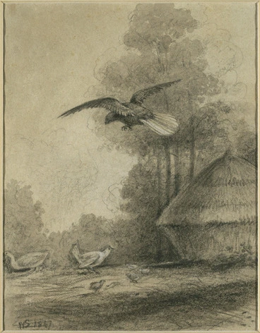 Image: Swainson, William, 1789-1855 :Falcon and poultry, Hawkshead. 1847.