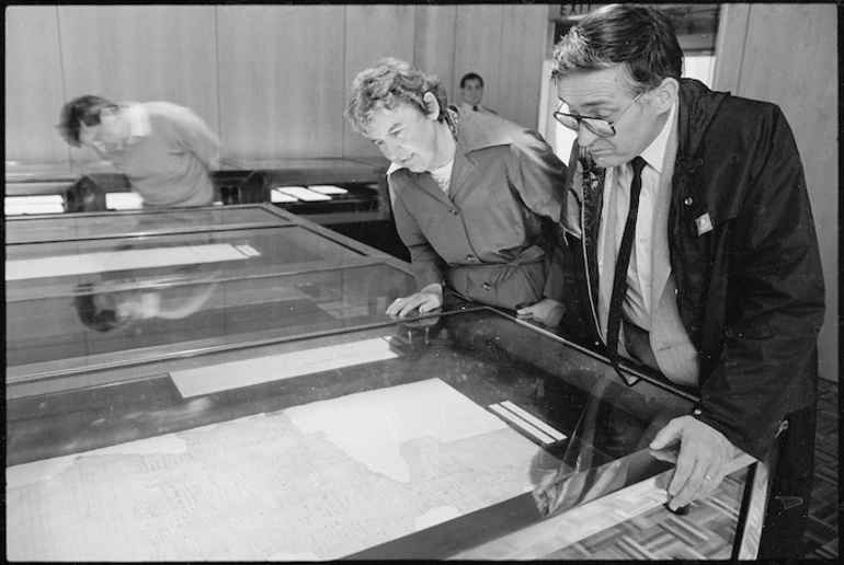 Image: The Rev Jane Brookes and the Rev Earle Howe read the Treaty of Waitangi - Photograph taken by John Nicholson