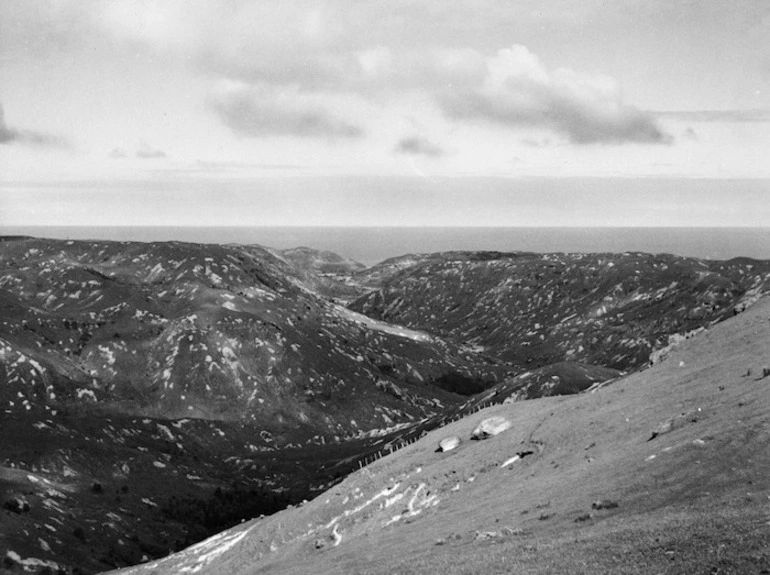 Image: Soil erosion at Tutira Station, Hawke's Bay - Photograph taken by John Dobree Pascoe