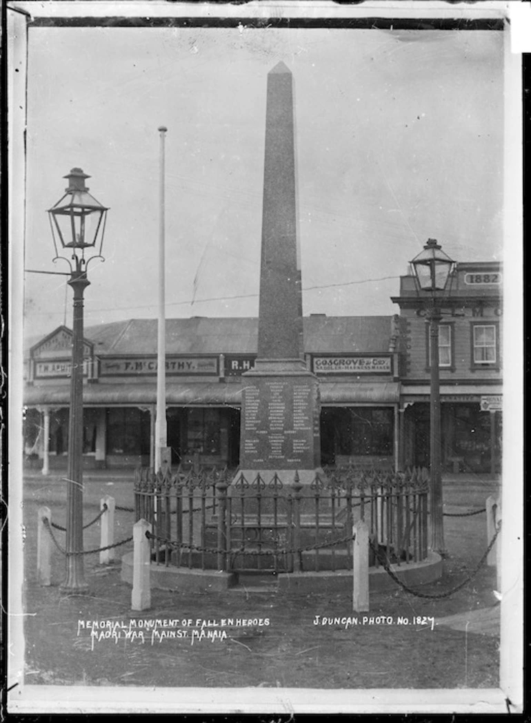 Image: Memorial to the fallen in the New Zealand Wars, in Main Road, Manaia - Photograph taken by James Duncan