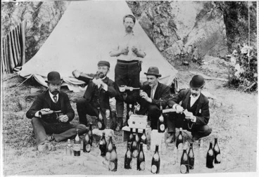 Image: Scandinavian picnic with beer bottles, Lowry Bay