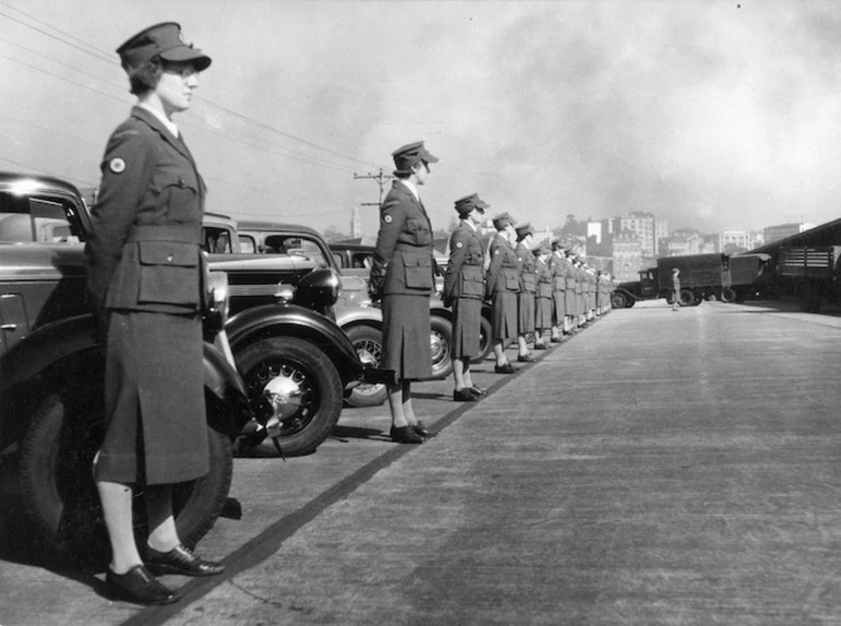 Image: Auckland Star (Photographer) : Women Red Cross transport drivers, Auckland