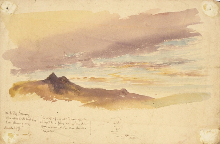 Image: Hodgkins, William Mathew 1833-1898 :North sky evening after a wet South West day. Rain clearing away. March 3 / [18]76.