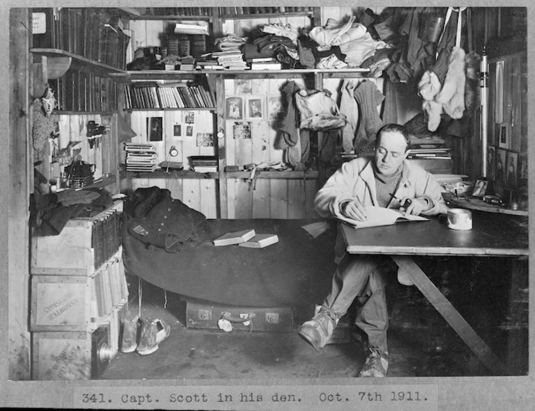 Image: Robert Falcon Scott in his den, Antarctica