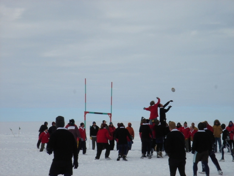 Image: Photographs of a rugby game between Scott Base and McMurdo Base, taken by Jonathan Adie