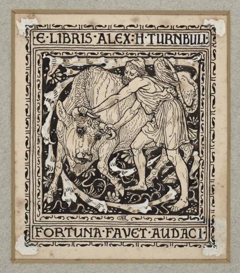 Image: Crane, Walter 1845-1915 :[Bookplate of] Alex H Turnbull [1891] E Libris. Alex H Turnbull; Fortuna Favet Audaci