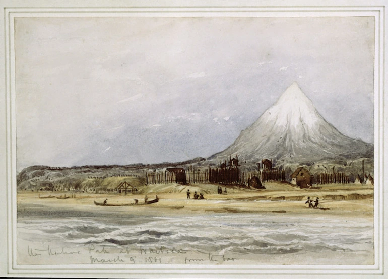 Image: [Warre, Henry James] 1819-1898 :The native pah at Waitera from the bar. March 9th 1861