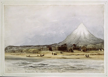 Image: [Warre, Henry James] 1819-1898 :The native pah at Waitera from the bar. March 9th 1861
