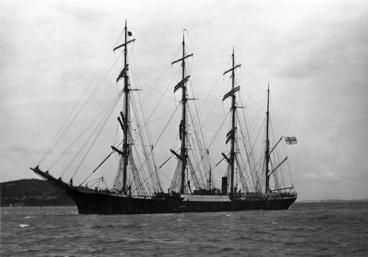 Image: The barque Pamir entering Auckland Harbour
