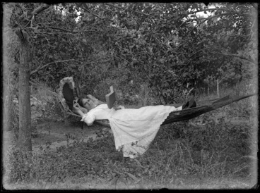 Image: Lydia Myrtle Williams in a hammock, Napier
