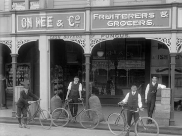Image: The store front of the Fruit and grocery business of On Kee & Co
