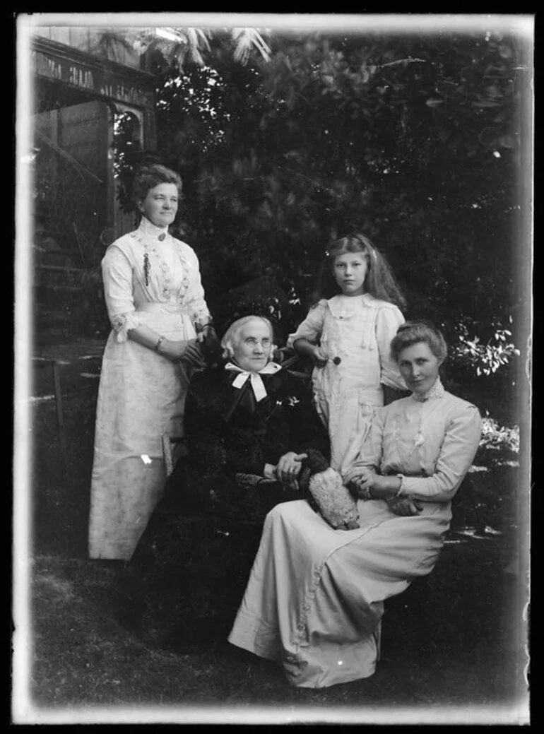 Image: Group portrait of Amy and Sarah Jane Kirk, Janet Atkinson, and Robina Nicol.