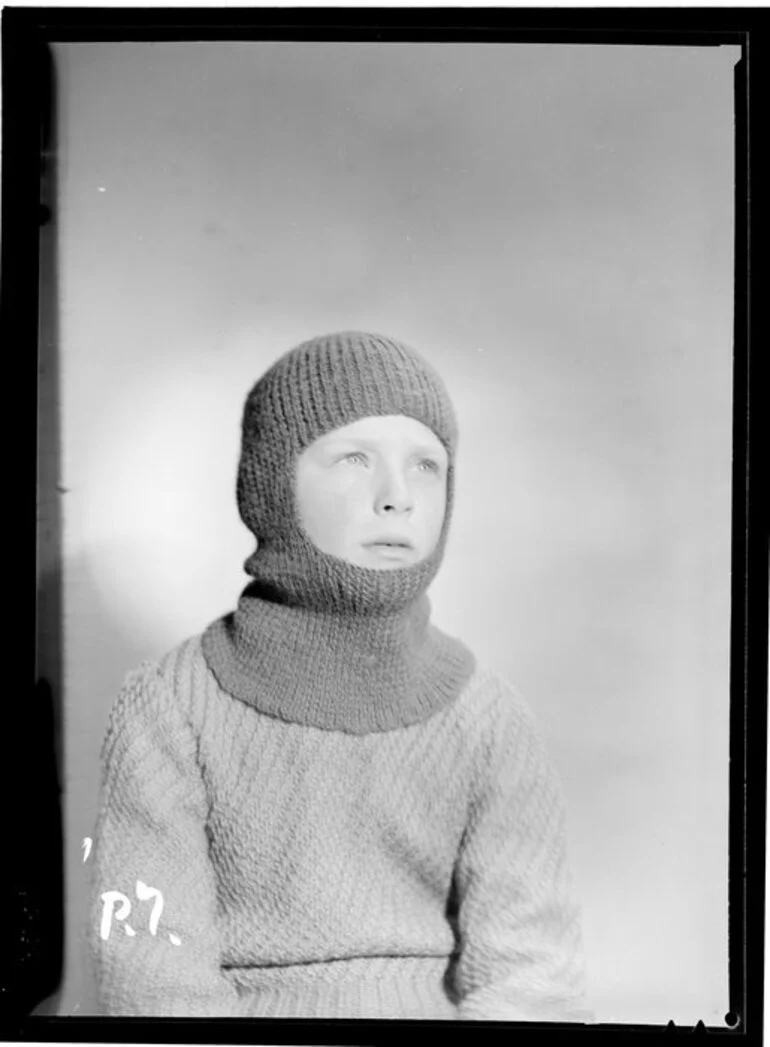 Image: Boy modelling balaclava helmet