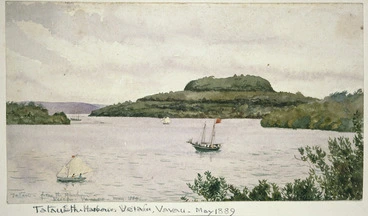 Image: [Lister Family] :Tatau from the harbour, Veiafu, Vavau. May 1889
