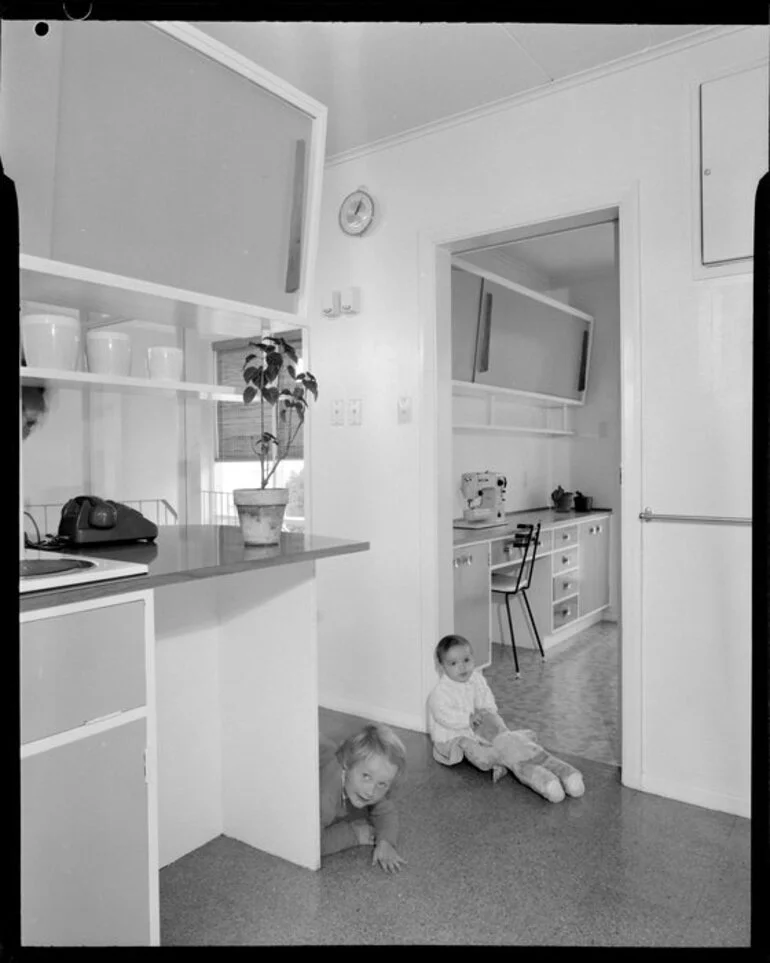 Image: House interior, kitchen and sewing room, Shuker house, Titahi Bay, Porirua