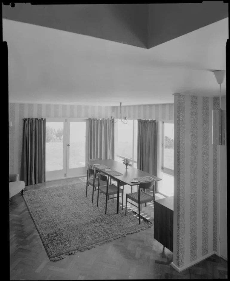 Image: Dining room [of Jim Dawson house in Mahina Bay, Eastbourne, Lower Hutt?]