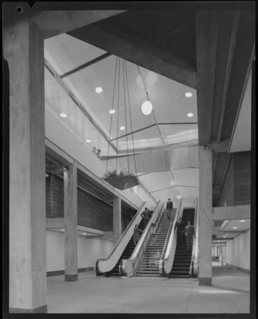 Image: Interior escalators and stairs, overseas terminal, Clyde Quay, Wellington harbour
