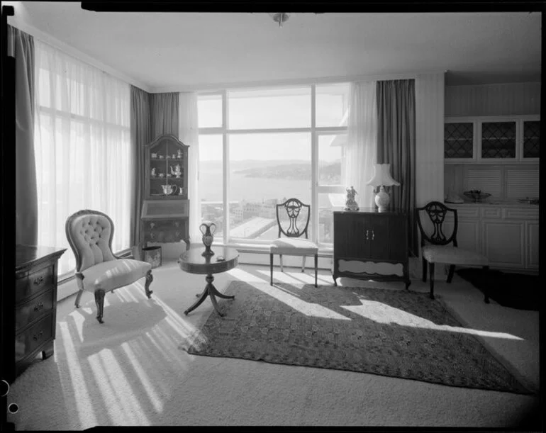 Image: Living room of Herbert Gardens Flats, The Terrace, Wellington