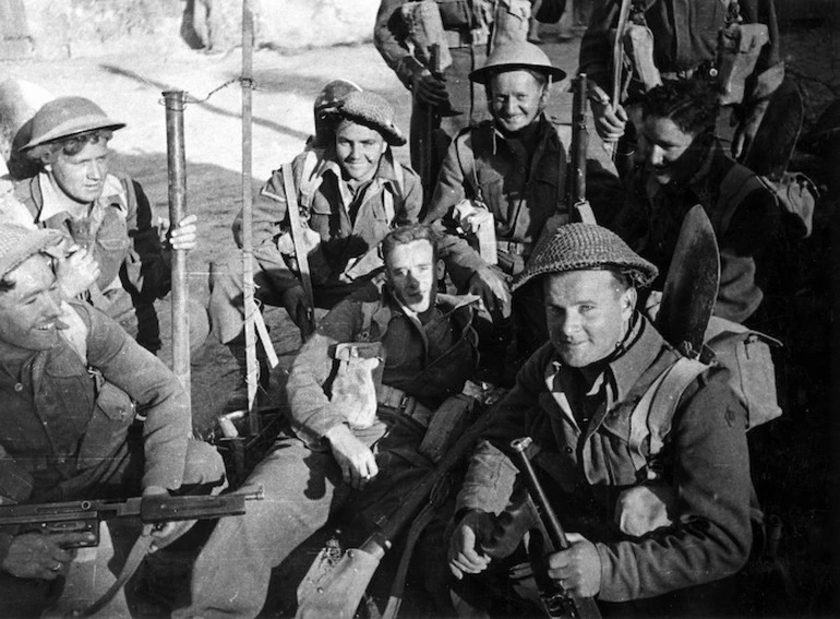 Image: New Zealand infantry waiting for moment of advance across Senio river